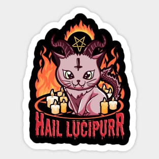 Cute & Funny Satanic Hail Lucipurr Rainbow Goth Kitten Sticker